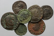 Roman Empire. Probus to Licinius I. Multiple lot of seven (7) unclassified AE coins: Probus, AE Antoninianus; Diocletian, AE Follis; Maximinus II AE F...