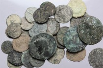 Roman Empire. Multiple lot of thirty-two (32) unclassified AE coins, mostly fractionals. AE. Fair:F.