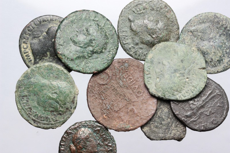 Roman Empire. Multiple lot of ten (10) unclassified AE, mostly Asses. AE. F:Abou...