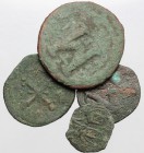 Byzantine Empire. Multiple lot of four (4) unclassified AE coins. AE. Fair:F.