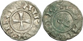 Antioch. Bohemond III, Minority (1149-1163), regencies of Constance and Renaud de Chatillon. Billon denier with head right. Schl. pl. II, 20. Malloy 2...