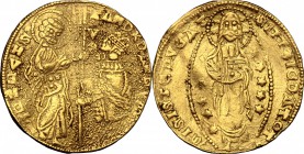 Uncertain mint. AV Ducat, struck in the name of Andrea Dandolo (1344-1354). Cf. Gamberini 344 (Roberto d’Angio pr. Acaia). AV. g. 3.51 mm. 21.00 VF.