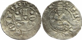 L'Aquila. Giovanna II d'Angiò Durazzo (1414-1435). Bolognino. MIR 62. AG. g. 0.72 NC. BB+.
