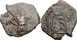 Bari. Ruggero II (1139-1154). Follaro con San Demetrio. MIR 134. MI. g. 0.75 mm. 13.00 R. Alcuni attribuiscono questo follaro a Pandolfo I per la zecc...