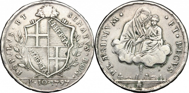 Bologna. Governo Popolare (1796-1797). Scudo 1797. Pag. 36. MIR 58/2. AG. mm. 40...
