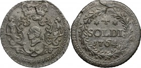 Corte. Pasquale Paoli, Generale (1762-1768). 4 soldi 1764. CNI 16. MIR 4. MI. g. 2.10 mm. 21.00 R. BB.