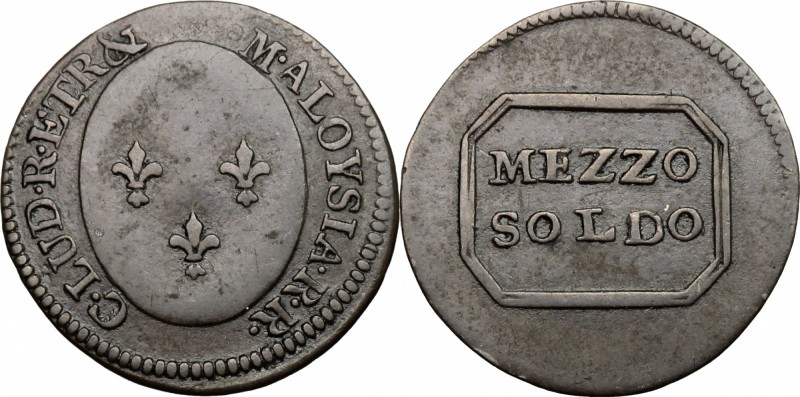 Firenze. Carlo Ludovico e Maria Luisa (1803-1807). Mezzo soldo. Pag. 42b. Mont 2...