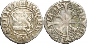 Gorizia. Leonardo Conte (1454-1500). Denaro con croce tirolina, 1478. CNI 9. AG. g. 0.88 mm. 18.00 R. BB.