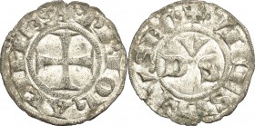 Macerata. Giovanni XXII (1316-1334). Denaro. M. 3. MI. g. 0.53 mm. 15.50 NC. Di alta conservazione per il tipo. Argentatura Bel BB.