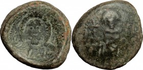 Messina. Ruggero II (1105-1154). Follaro, 1112-1130. Sp. 50/51. MIR 16. AE. g. 7.42 mm. 19.50 MB/BB.