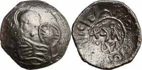 Messina. Guglielmo I (1154-1166). Frazione di follaro, anno 550 dall'Egira, (1155). Sp. -. Cfr. 99. MIR -. Cfr. 33. D'Andrea-Contreras -. Cfr. 338. AE...