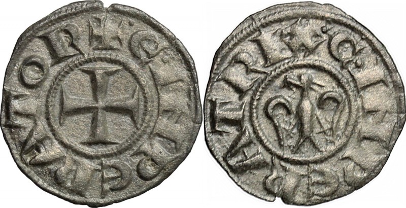 Messina. Enrico VI con la moglie Costanza D'Altavilla (1194-1196). Denaro. Sp. 2...