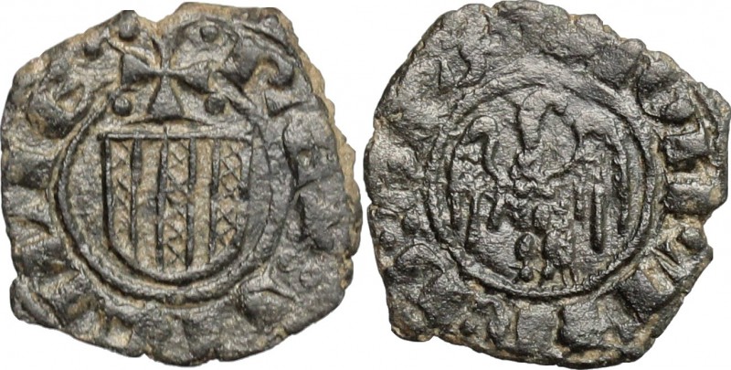 Messina. Giovanni d'Aragona (1458-1479). Denaro, senza sigle. Sp. 120/5. MIR 233...
