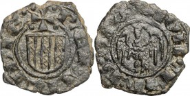 Messina. Giovanni d'Aragona (1458-1479). Denaro, senza sigle. Sp. 120/5. MIR 233. AE. g. 0.84 mm. 14.00 Bel BB.