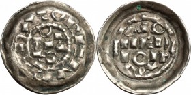 Milano. Enrico II di Sassonia (1004-1024). Denaro scodellato. Murari 10. MIR 44. AG. g. 1.01 mm. 18.50 BB+/SPL.