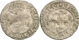Milano. Bianca Maria Visconti e Galeazzo Maria Sforza (1466-1468). Sesino. Cr. 3. MIR 196. AG. g. 0.84 mm. 19.00 NC. Slittamento di conio. qBB/BB.