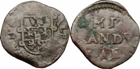 Mirandola. Alessandro II Pico (1637-1691). Bolognino. CNI 39/56. MIR 600. AE. g. 2.02 mm. 20.00 qBB.