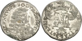 Modena. Alfonso IV D'Este (1658-1662). Mezza lira 1661. CNI 11/14. Rav. Mor. 5. MIR 813/1. MI. g. 3.20 mm. 26.00 BB. Tracce di argentatura BB.
