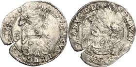 Napoli. Alfonso II d'Aragona (1494-1495). Coronato con sigla T a sinistra dell'Arcangelo, Gian Carlo Tramontano maestro di zecca. P/R 3a. MIR 89/1. AG...