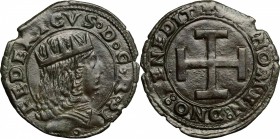Napoli. Federico III d'Aragona (1496-1501). Sestino. P/R 11/12. MIR 109. AE. g. 2.10 mm. 21.50 NC. qSPL.