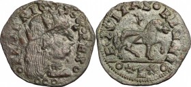 Napoli. Federico III d'Aragona (1496-1501). Cavallo con L in esergo. P/R 19. MIR 110/9. AE. g. 1.30 mm. 19.00 R. BB/BB+.
