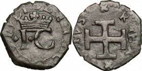Napoli. Giovanna la Pazza con il figlio Carlo (1516-1519). Sestino. P/R 3. MIR 122. AE. g. 1.94 mm. 18.00 BB.