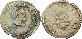 Napoli. Filippo II (1554-1598). Mezzo carlino con sigla MAL. P/R 46f MIR 186/6. AG. g. 1.33 mm. 21.00 Schiacciature da conio, altrimenti SPL.