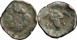 Napoli. Filippo III (1598-1621). Tornese 161(?), martellato. P/R 43/51. MIR 222. AE. g. 5.70 mm. 22.00 Interassante curiosità qBB.