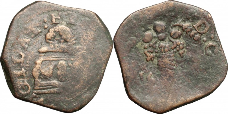 Napoli. Filippo III (1598-1621). Tornese 16 (??). P/R 55-62. MIR 225-226. AE. g....