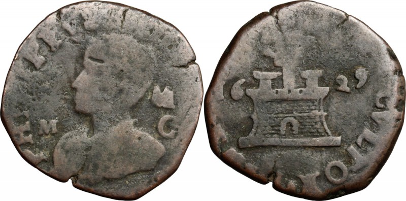 Napoli. Filippo IV (1621-1665). 9 cavalli 1629, sigle M, M C. P/R 83. MIR 263/5....