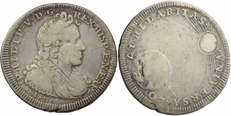 Napoli. Filippo V (1700-1707). Mezzo ducato 1707 sigle AG/A. P/R 2. MIR 310/1. A...