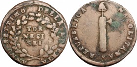 Napoli. Repubblica Partenopea (23 gennaio-19 giugno 1799). Sei tornesi, anno VII. P/R 3. MIR 415. AE. mm. 34.00 R. qBB.
