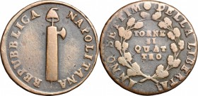Napoli. Repubblica Partenopea (23 gennaio-19 giugno 1799). Quattro tornesi. P/R 4. MIR 416. AE. g. 11.66 mm. 28.00 qBB.