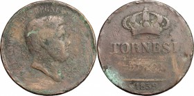 Napoli. Ferdinando II (1830-1859). 10 tornesi 1839. P/R 187. MIR 518/11. AE. g. 29.84 mm. 37.00 RRRR. MB.