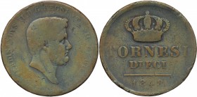 Napoli. Ferdinando II (1830-1859). 10 tornesi 1848. P/R 193. MIR 519/5. AE. RR. MB/MB+.