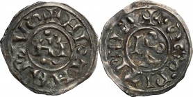 Roma. Leone IV (847-855) con Lotario. Denaro antiquiore. Fusconi 12A. AR. g. 1.28 mm. 23.00 RRR. Forellino. Fattura posteriore? qSPL.