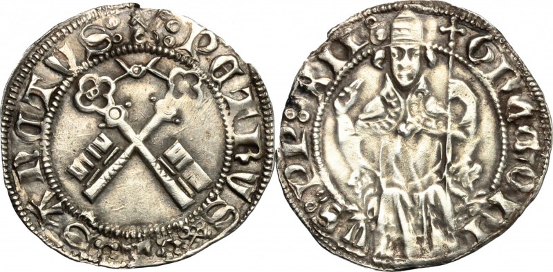 Roma. Gregorio XII (1406-1415). Grosso. Berm. 253. AG. g. 2.50 RR. Graffietto al...