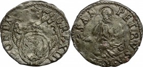 Roma. Gregorio XIII (1572-1585). Quattrino. Berm. 1203 var. MI. g. 0.46 mm. 16.00 SPL.
