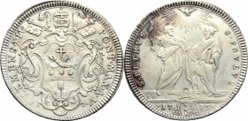 Roma. Clemente XIV (1769-1774). Testone 1773 A. V. Berm. 2931. AG. g. 7.86 mm. 31.00 R. BB+.