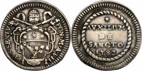 Roma. Pio VI (1775-1779). Grosso A. VII, 1782. Berm. 2970. AG. g. 1.30 mm. 19.50 BB+/BB.