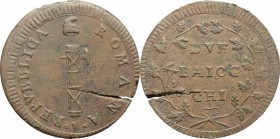 Roma. Repubblica Romana (1798-1799). 2 baiocchi 8° tipo (Gig. 12a). Gig. 12a. Bruni 5 (D/) re 7 (R/ stesso conio). AE. g. 15.84 mm. 36.00 R. Affascina...