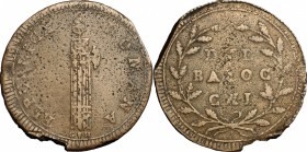 Roma. Prima Repubblica Romana (1798-1799). 2 baiocchi 13° tipo (Gig. 17b). Gig. 17b. Bruni 23. AE. mm. 35.00 RRRR. Molto rara. Il Muntoni cita questa ...
