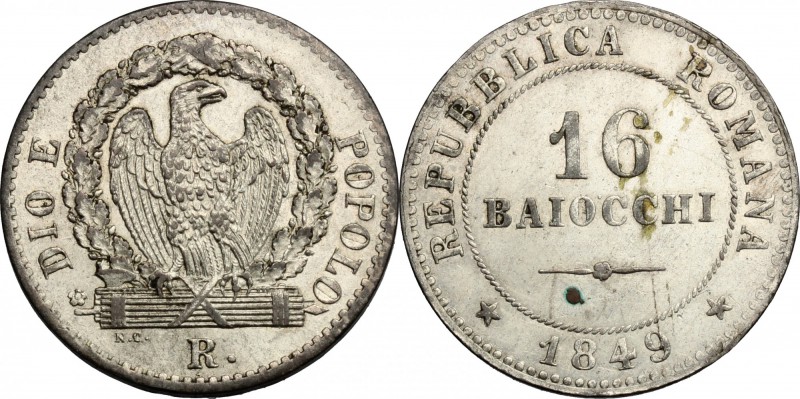 Roma. Seconda Repubblica Romana (1848-1849). 8 baiocchi 1849. Pag. 341. Mont. 61...