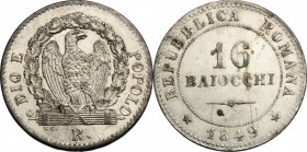 Roma. Seconda Repubblica Romana (1848-1849). 8 baiocchi 1849. Pag. 341. Mont. 61. MI. mm. 23.00 BB.