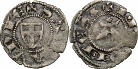 Casa Savoia. Amedeo VI (1343-1383). Obolo viennese. MIR 95. B. 85. MI. g. 0.83 mm. 16.00 RRR. Debolezze. BB.