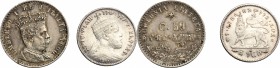 Colonia Eritrea. Umberto I (1878-1900). Lotto di due monete: 50 centesimi 1890 (BB+); Etiopia. Menelik II. 1/20 di birr o gersh 1895 (FDC). Pag. 637. ...