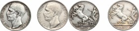 Regno di Italia. Vittorio Emanuele III (1900-1943). Lotto di due 10 lire 1927 e 1928. Pag. 692 e 693. Mont. 89 e 91. AG. mm. 27.00 qBB:BB.