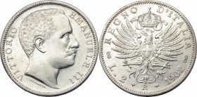 Regno di Italia. Vittorio Emanuele III (1900-1943). 2 lire 1902. Pag. 726. AG. BB+.