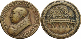 Sisto IV (1471-1484), Francesco Della Rovere. Medaglia 1473, a ricordo della costruzione del Ponte Sisto a Roma. D/ Busto con piviale a sinistra. R/ I...