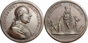 Pio VI (1775-1799), Giovanni Angelo Braschi. Medaglia annuale, A. IV per l'abolizione del dazio. D/ Busto a destra con berrettino, mozzetta e stola. R...